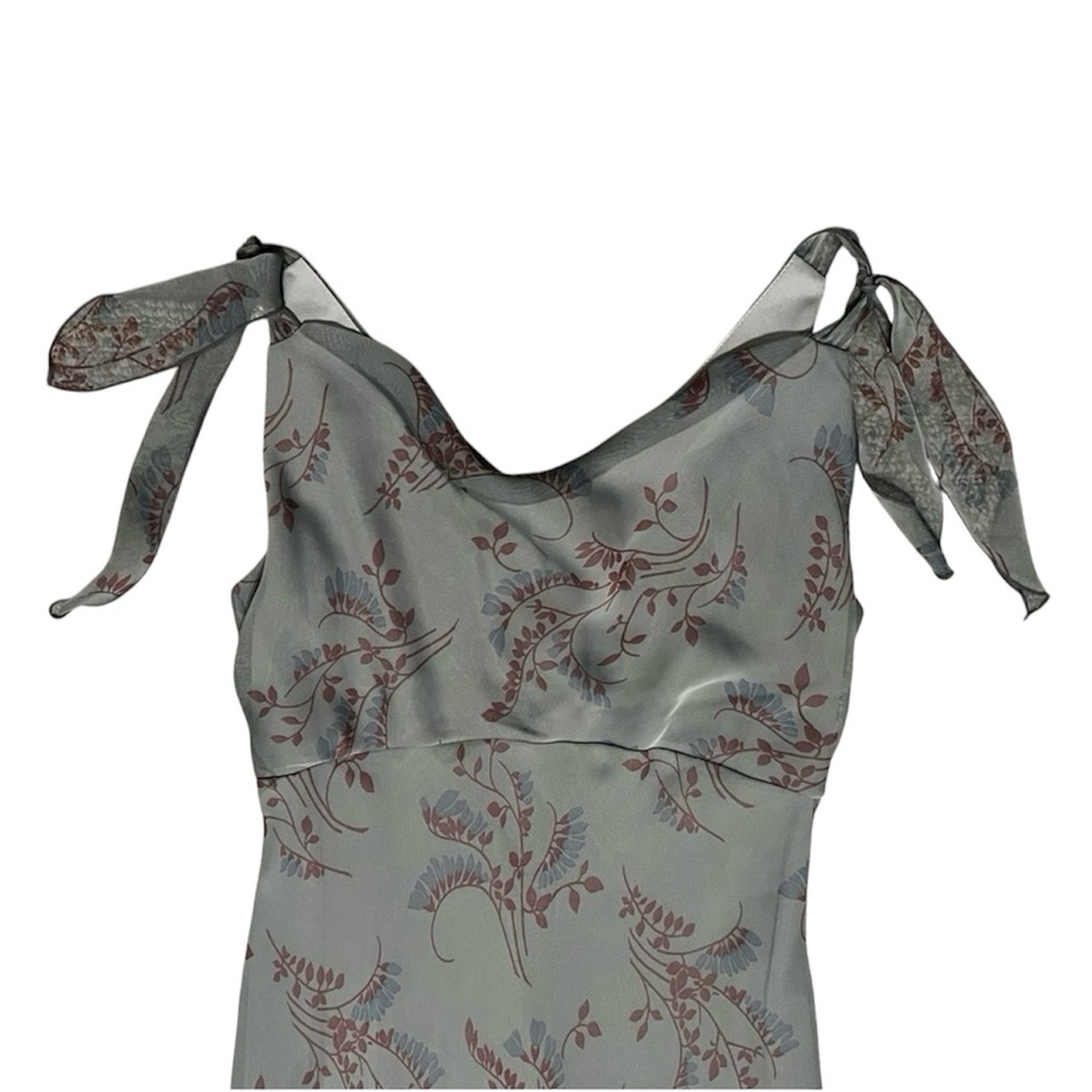 Vintage Jonathan Martin Gray Floral Shoulder Tie Maxi Dress Size 8 - Picture 3 of 7
